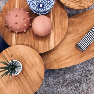 Mesas de Centro em Madeira com Base em Metal